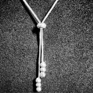 .925 Sterling Silver Adjustable Lariat Style Necklace with Box Chain NEW